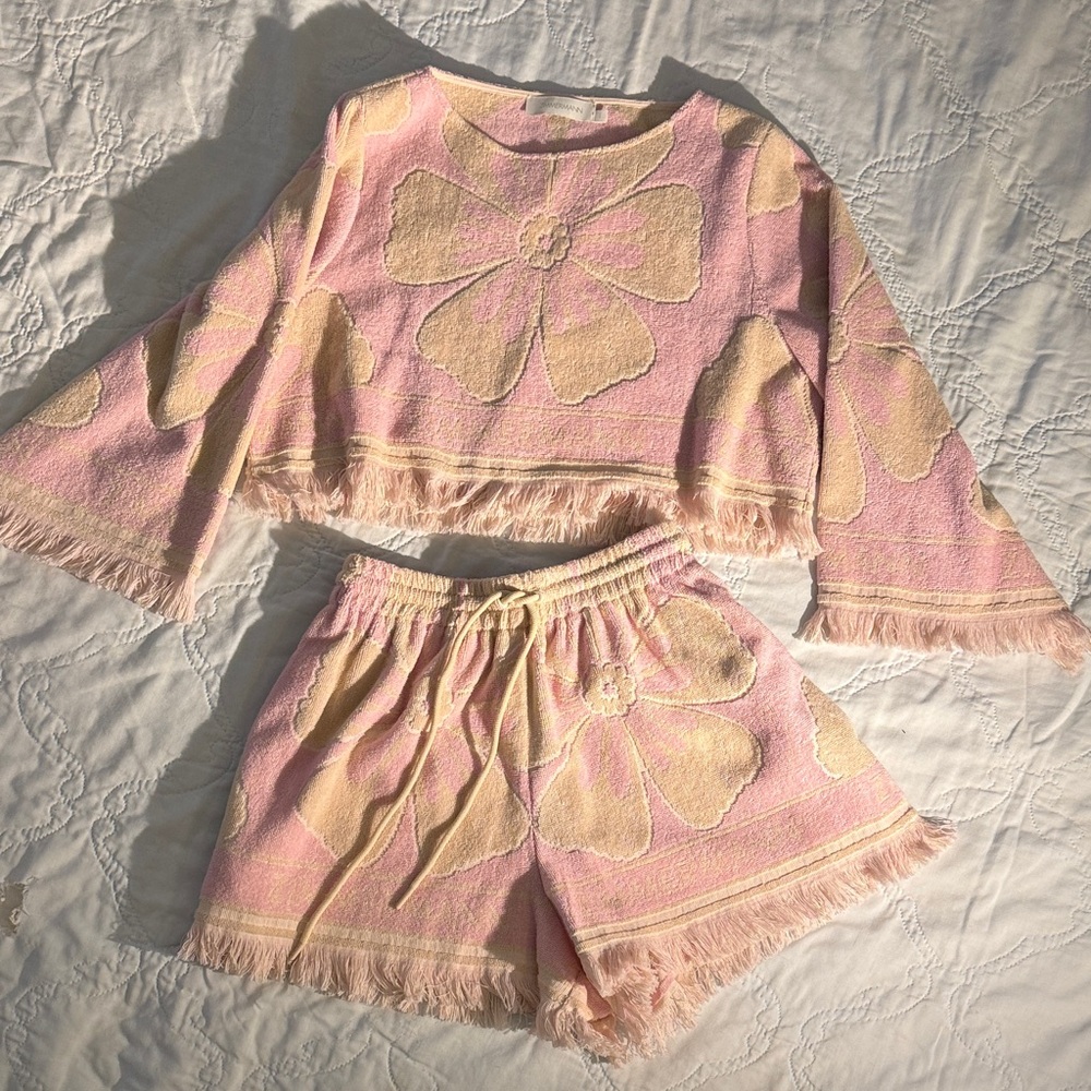 Zimmerman Pink & Cream Flower Terry Set